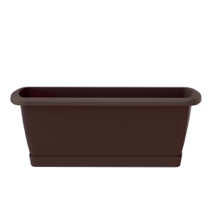 Brązowa skrzynka na kwiaty t.b.t. do ogrodu lub na balkon.