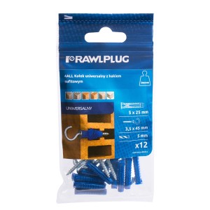 RAWLPLUG 4ALL uniwersalny kołek z hakiem, opakowanie 12 szt. Nadaje się do śrub, gwoździ i mocowań.