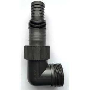 Czarny łącznik kolankowy do pomp elektrycznych i instalacji wodnych.