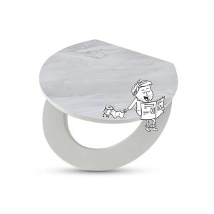 Deska sedesowa t.b.t. z humorystyczną ilustracją mężczyzny z gazetą.