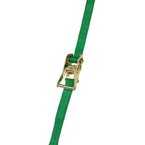 Zielony pas transportowy z grzechotką do bezpiecznego transportu.