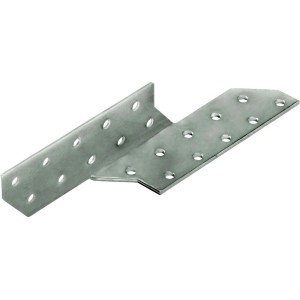 Biały ocynkowany łącznik krokwiowo-płatwiowy, 35x35x170 mm, wersja lewa, z otworami na śruby.