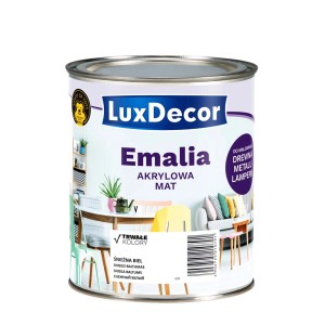 Puszka LuxDecor Emalia, farba akrylowa, matowa, śnieżnobiała. Do drewna, metalu i lamp.