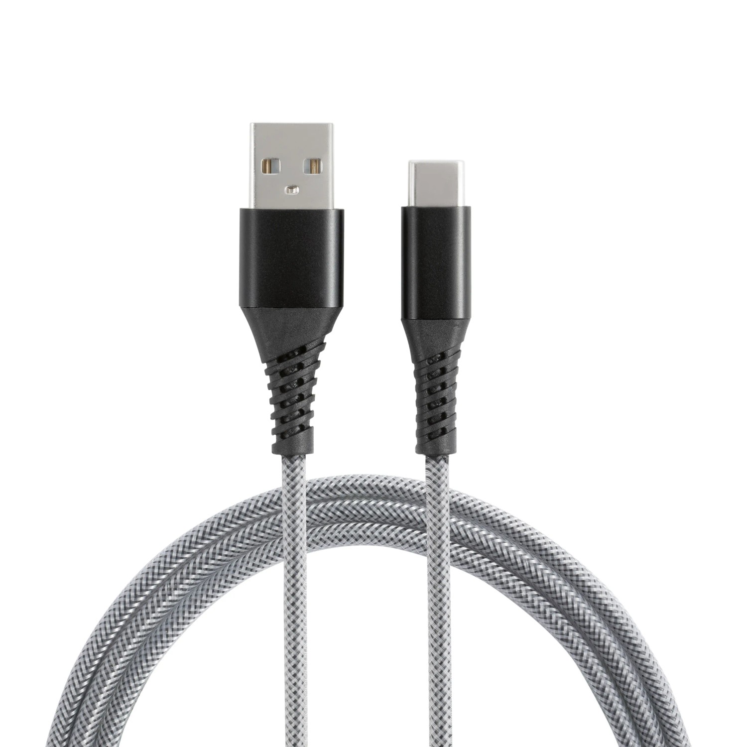 Czarny kabel USB do ładowania (USB-A do USB-C) 1,5 m do smartfona, tabletu lub aparatu.