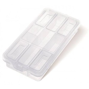 Przezroczyste pudełko do przechowywania akcesoriów do narzędzi miniaturowych.