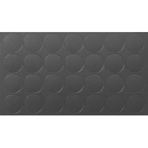 Szara płyta meblowa t.b.t. z okrągłymi wycięciami.