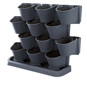 Szare wiszące Doniczki wiszące t.b.t. do ogrodów wertykalnych.