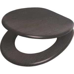 Deska sedesowa t.b.t. z efektem drewna, ciemnobrązowa. Pasuje do standardowych toalet.