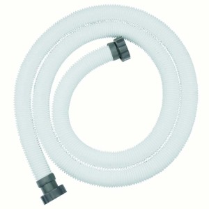 Biały, elastyczny wąż do pomp basenowych z szarymi złączkami.