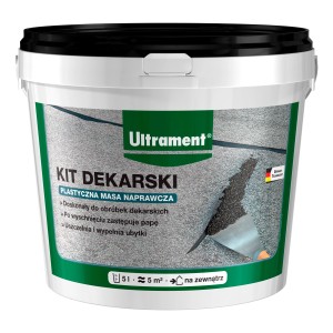 Wiadro Ultrament Kit Dekarski, bitumiczna masa dachowa do napraw, szara masa.