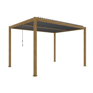 Pergola LUXE LED w kolorze drewna - 4 x 4 x 2,5 m