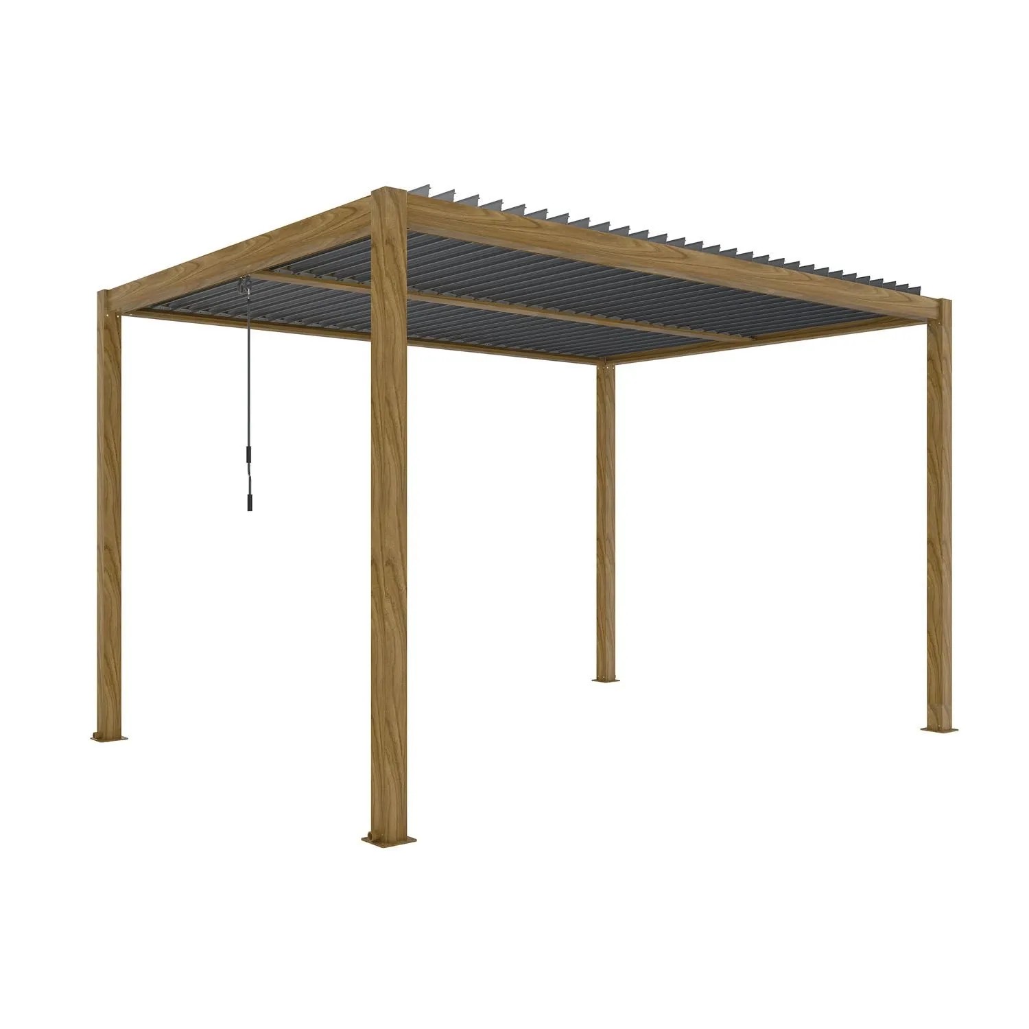 Pergola LUXE LED w kolorze drewna - 4 x 4 x 2,5 m