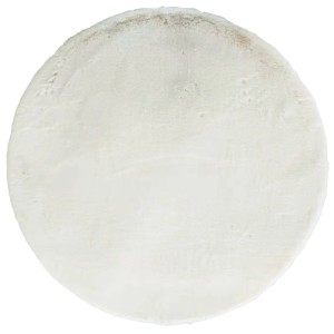 Okrągły, biały dywan z długim włosiem