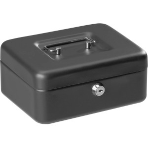 Szary sejf t.b.t. z zamkiem i uchwytem.