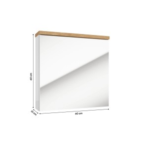 Szafka z lustrem t.b.t. z wykończeniem w dekorze drewna, 60x60 cm.