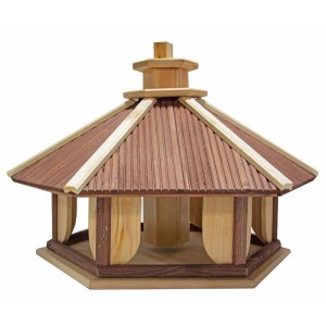 Drewniany karmnik dla ptaków w stylu pagody do ogrodu.