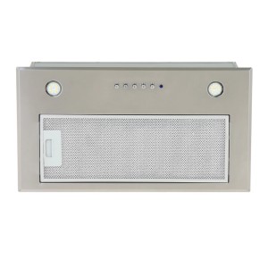 Płaski okap t.b.t. ze stali nierdzewnej z filtrem i oświetleniem.