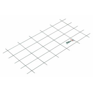 Zielona metalowa kratka, 150x75 cm, do zazieleniania ścian z materiałem mocującym.