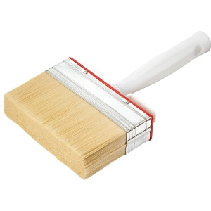 Pędzel płaski 120 mm z białym uchwytem do fasad, ścian i podłóg.