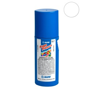 Niebieska butelka farby do renowacji fug do kolorowych spoin płytek.