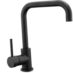 Czarna, nakrapiana bateria jednouchwytowa t.b.t. do kuchni i łazienki.