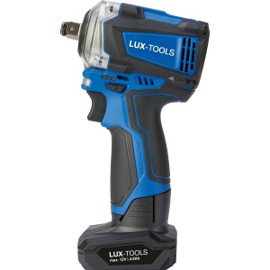 Akumulatorowy klucz udarowy LUX-TOOLS A-SSR-12 Zestaw z akumulatorem 12 V, niebiesko-czarny.