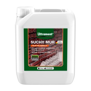Kanister płynu iniekcyjnego Ultrament "Suchy Mur", odpowiedni do osuszania murów.