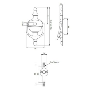 Rysunek techniczny: uchwyt meblowy t.b.t. z wymiarami.