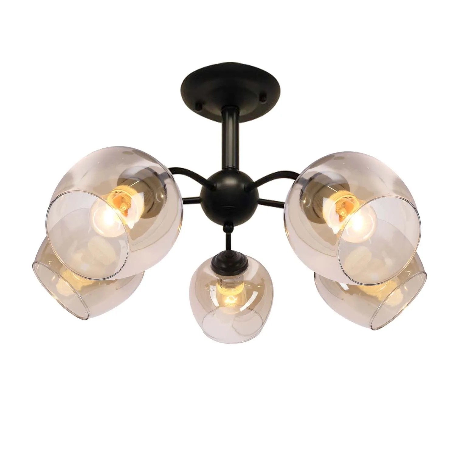 Candellux Lampa wisząca BREEZE 5xE27 40W czarno-bursztynowa