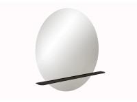 Lustro z LED Round Line czarna półka 60