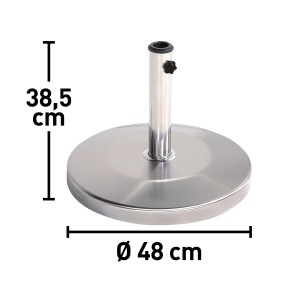 Srebrny stojak na parasol Liston, 25 kg, do parasoli o śr. do 300 cm.