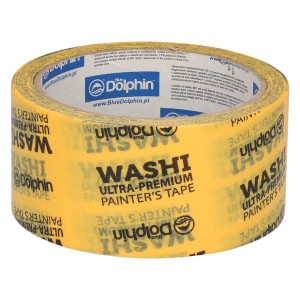 Żółta taśma malarska Blue Dolphin Washi Ultra-Premium do czystych krawędzi.