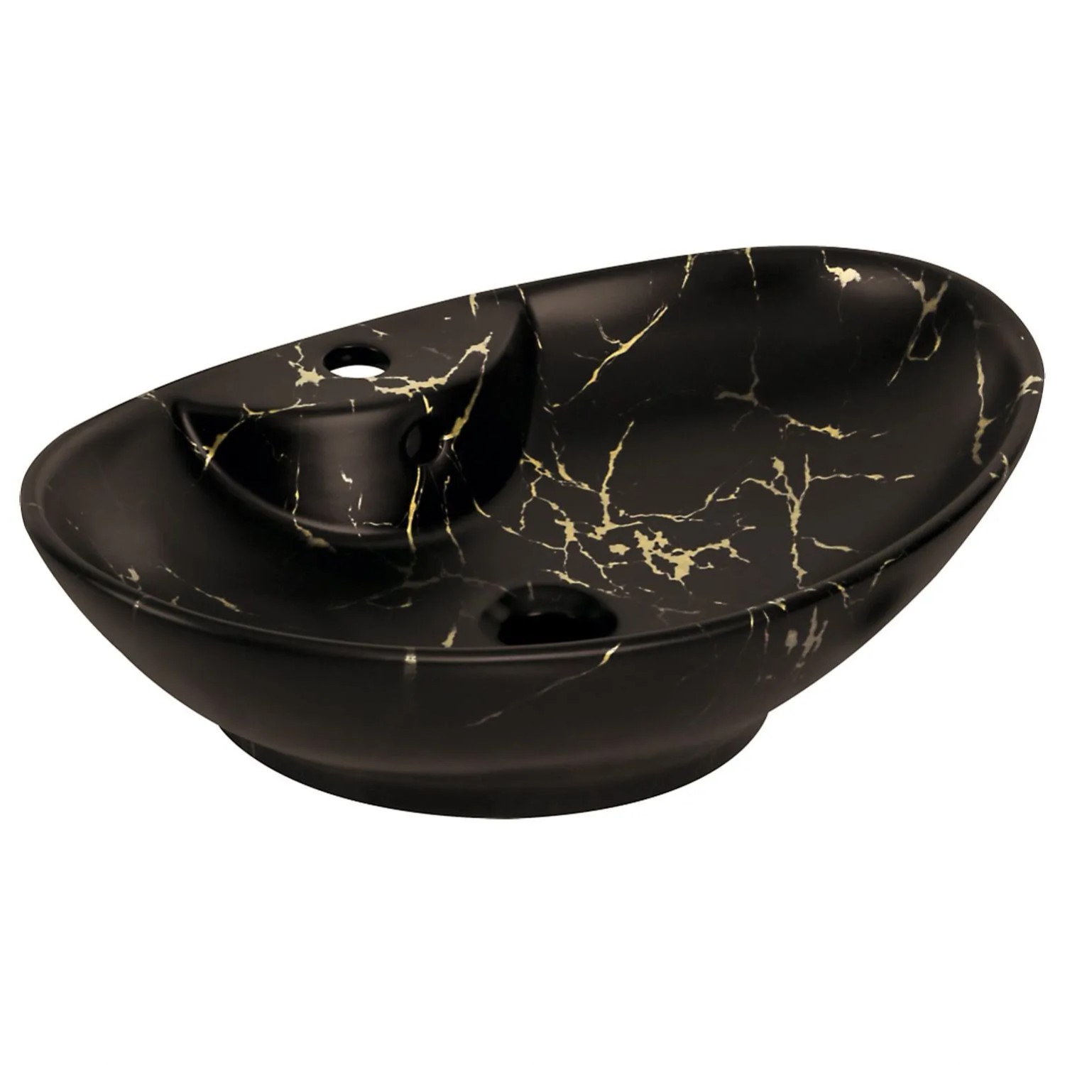 Umywalka nablatowa KR139 Marb czarno-złota 17x58x39