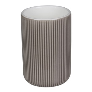 t.b.t. Kubek na szczoteczki do zębów, żebrowany, szary. Część zestawu akcesoriów łazienkowych.