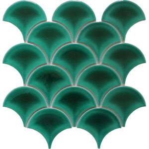 Zielone mozaiki t.b.t. w kształcie wachlarza na ściany i podłogi.