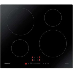 Czarna płyta indukcyjna z czterema strefami grzewczymi.