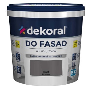 Farba fasadowa Dekoral, akrylowa, grafitowa, wiadro 1L.