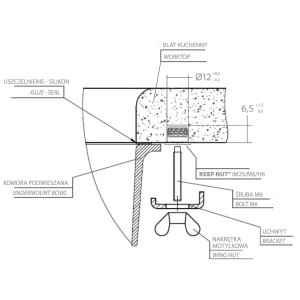 Zestaw montażowy do zlewów podwieszanych uniwersalny - 4 szt.