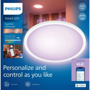 Philips Plafon SUPER SLIM 22W RGB+W 2600lm SMART WiZ śr. 42,3 cm biały