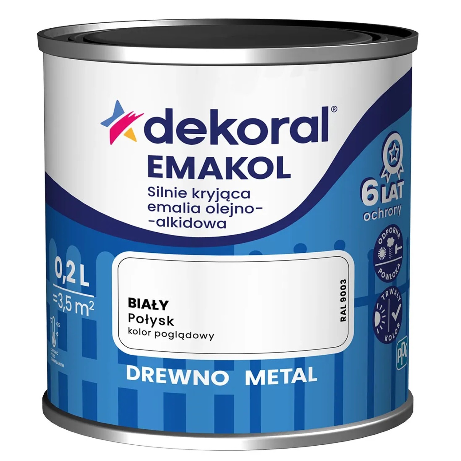 Dekoral Emalia Emakol Strong połysk biała 200 ml