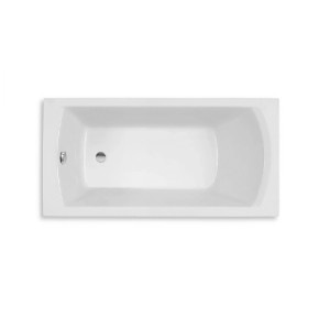 Prostokątna wanna, widok z góry. Prosty design w kolorze białym.