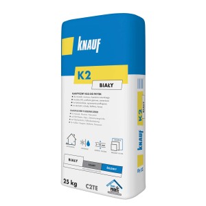 Klej do płytek Knauf K2, elastyczny, biały, worek 25 kg. Do płytek.