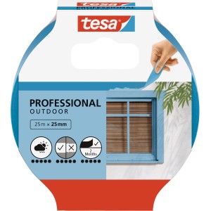 Tesa Professional Outdoor Taśma maskująca, 25 m x 25 mm, do precyzyjnych krawędzi malarskich na zewnątrz.
