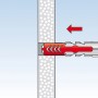 Ilustracja: Kołek Fischer Duopower 8x65 ze śrubą w ścianie, pokazujący działanie kołka.