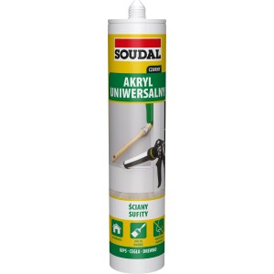 Karton Soudal Universal Acrylic, odpowiedni do ścian i sufitów.