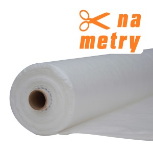 Rolka białej folii/włókniny, cięta na wymiar w razie potrzeby.