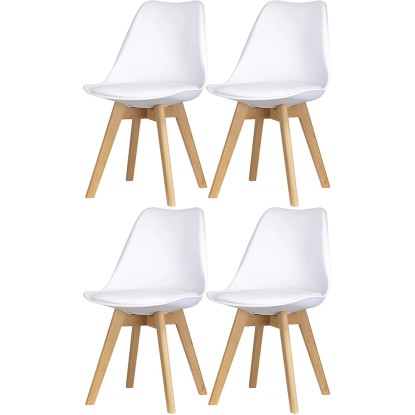 Komplet czterech krzeseł do jadalni Sara ekoskóra białe