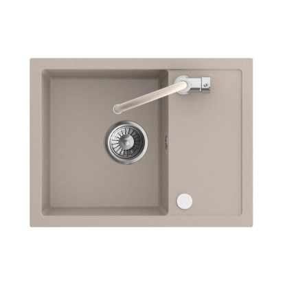 Zlew Greta 1-kom. z ociekaczem i baterią, piaskowy 58 x 44 cm