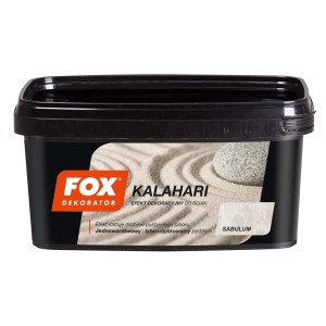 Farba efektowa Fox Dekorator Kalahari Sabulum do ścian w czarnym wiadrze.