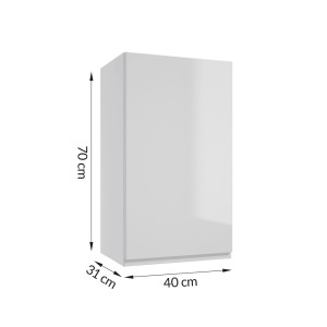 Biała szafka wisząca kuchenna o wymiarach (70x40x31 cm) do zestawów mebli kuchennych.